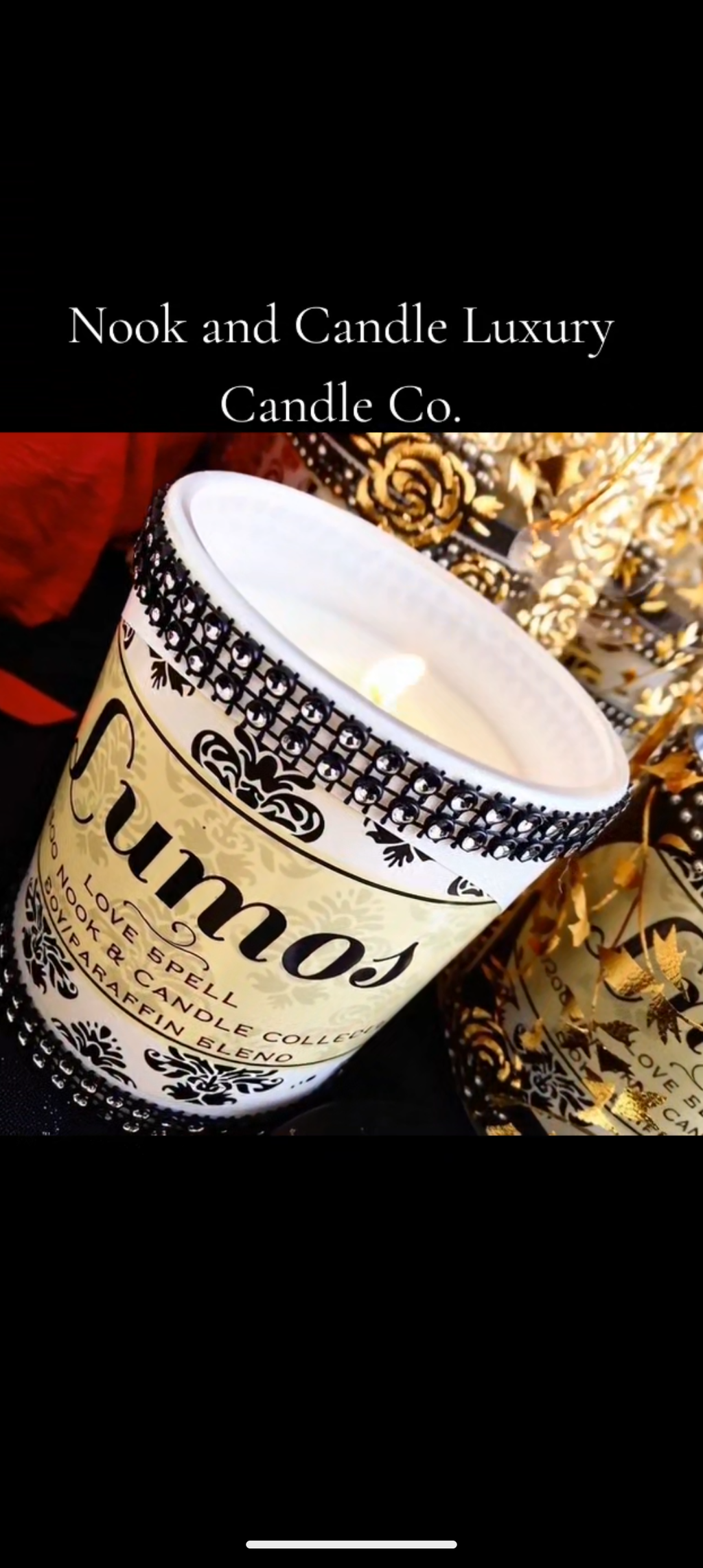 Lumos Love spell scented candle 11oz jar with wooded lid