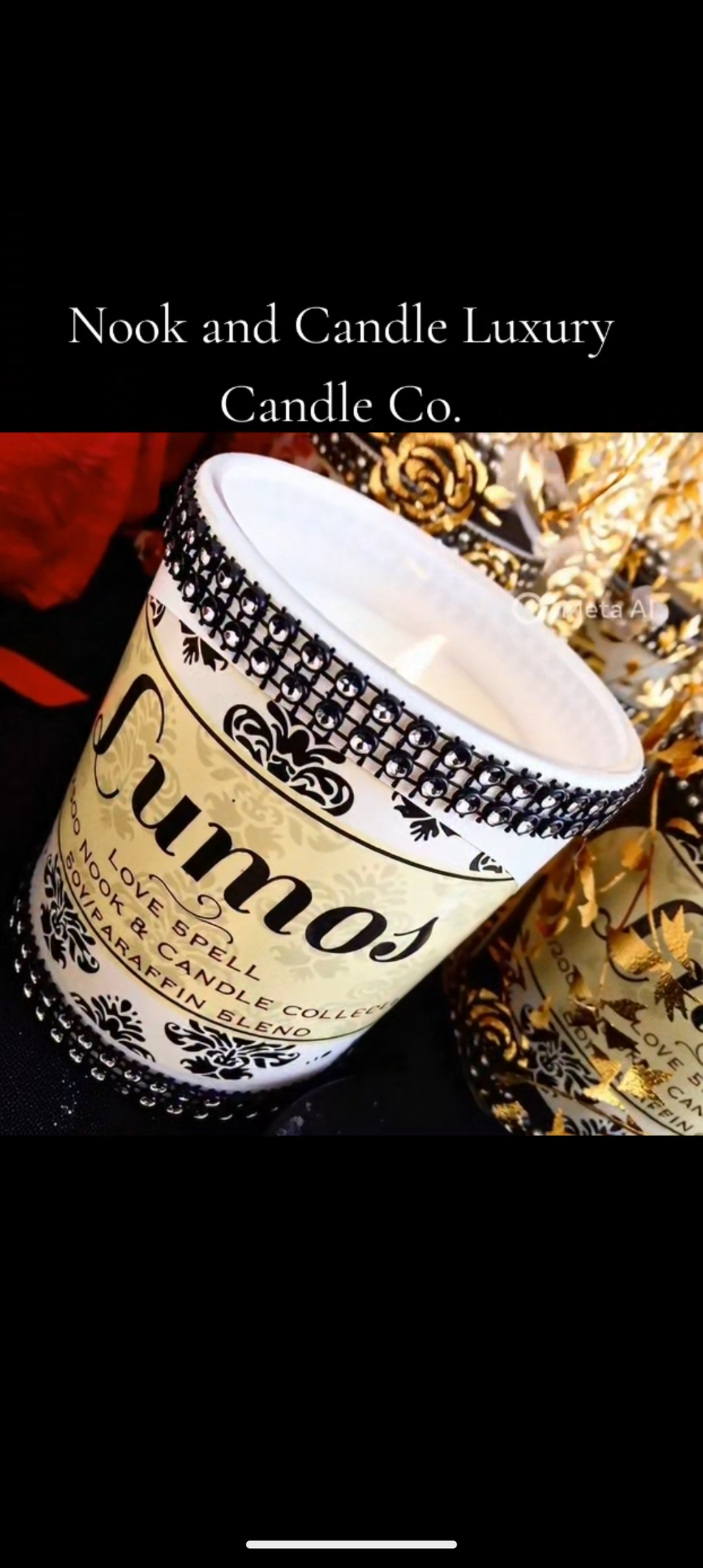Lumos Love spell scented candle 11oz jar with wooded lid
