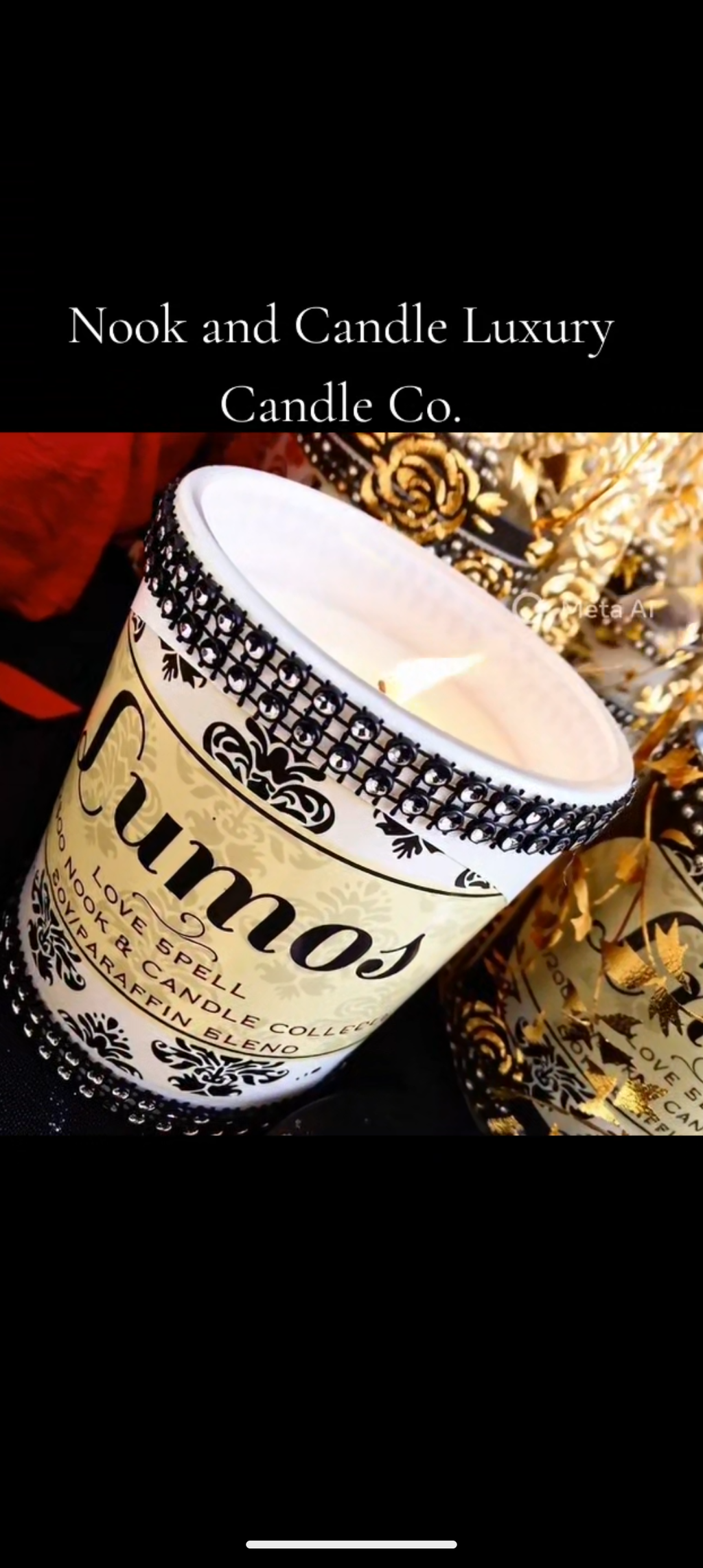 Lumos Love spell scented candle 11oz jar with wooded lid