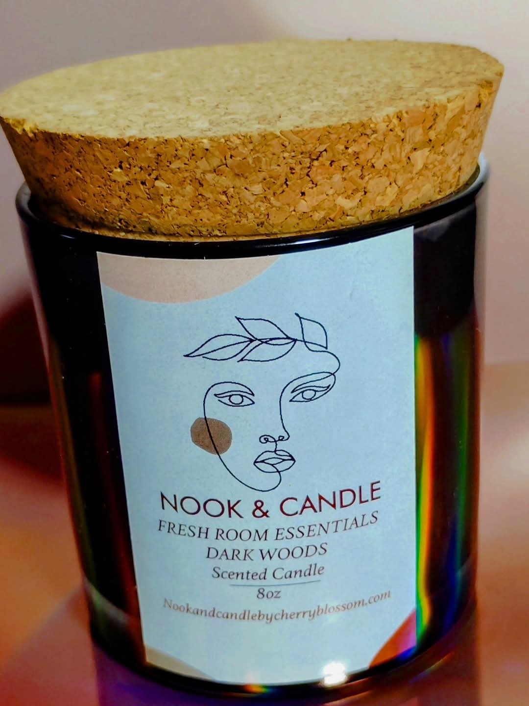 Dark woods scented wooden wick candle with cork lid 7oz jar