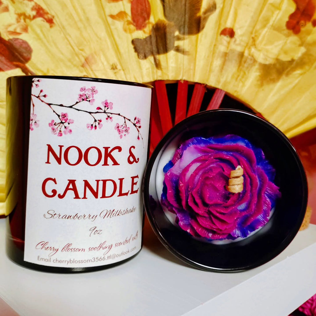 Nook and Candle Beeswax/soy candle strawberry milkshake