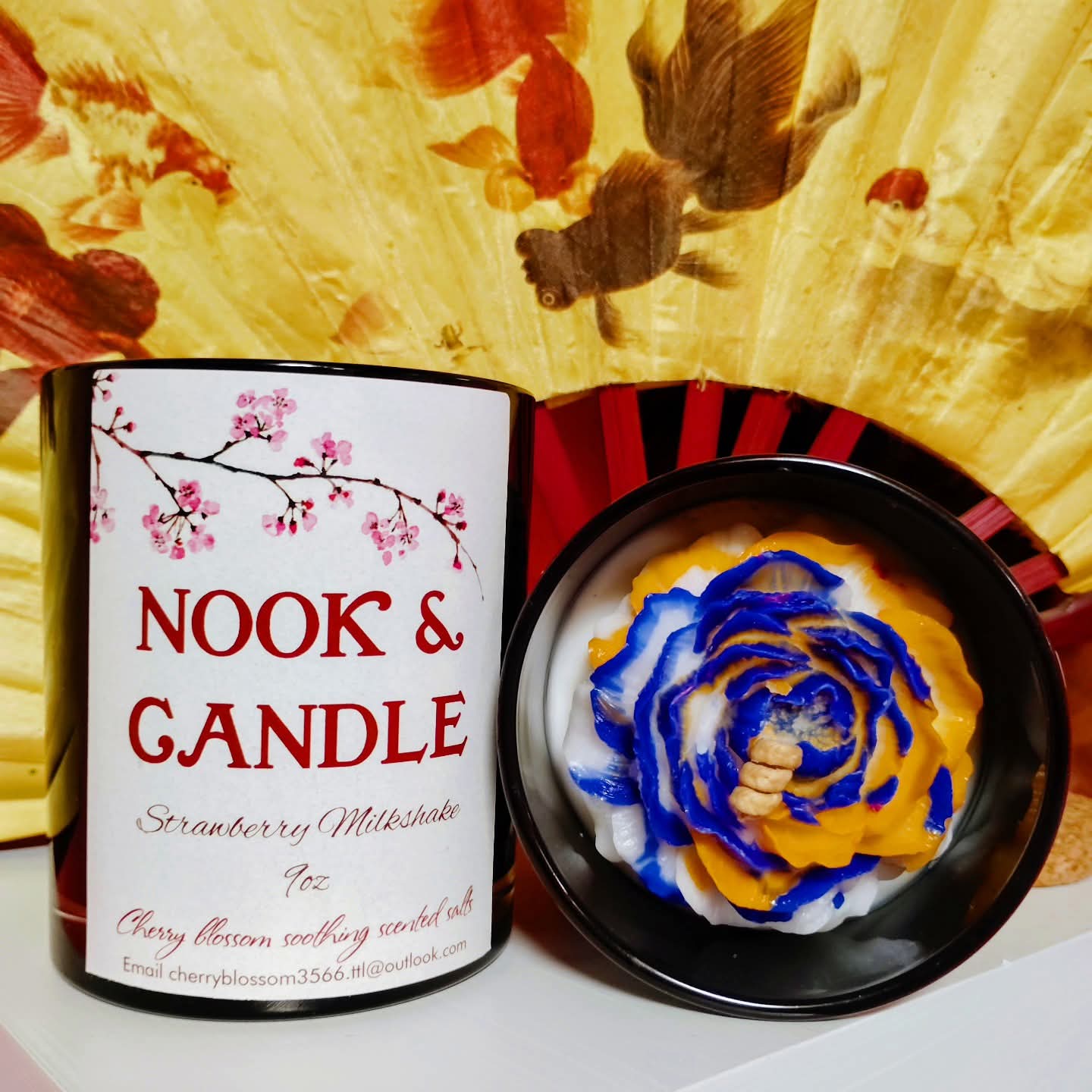 Nook and Candle Strawberry Milkshake peony flower beeswax/soy candle