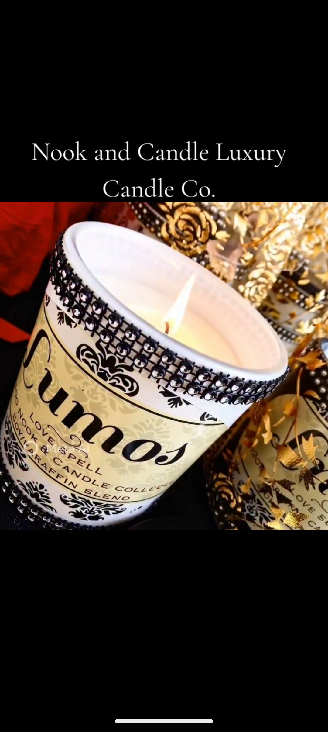 Lumos Love spell scented candle 11oz jar with wooded lid